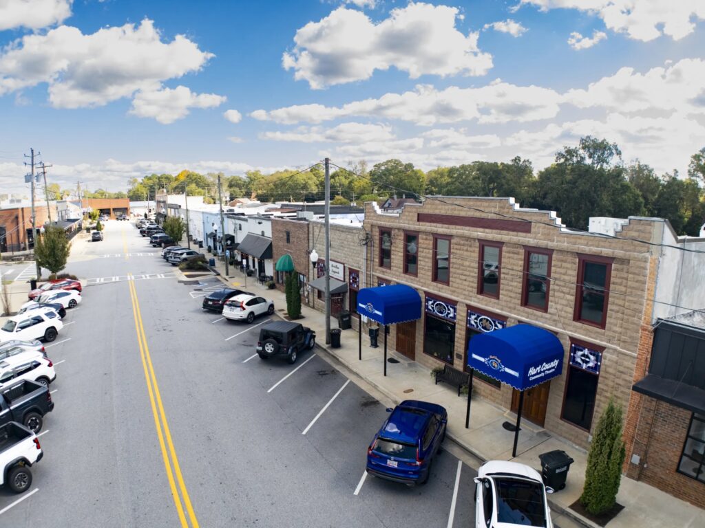 Aerial photo of downtown Hartwell, Georgia