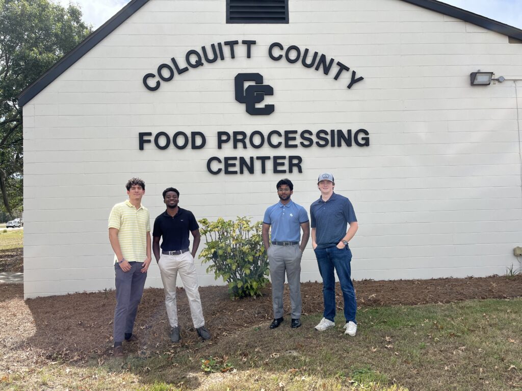 University of Georgia Engineering students stand in front of the Colquitt County Food Processing Center